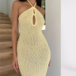 Meshki Kahali Boucle Halter Midi Dress Size M
